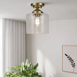 Elstead Deckenleuchte Glas Metall E27 Ø 21,6 cm in Messing klein< Deckenleuchten|Flurlampen