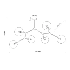 Deckenleuchten|Badezimmer Lampe*TK Lighting Deckenleuchte Glas Metall 107 cm lang in Gold G9 6-flammig