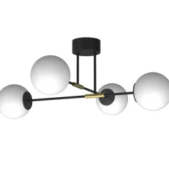 Deckenleuchten|Badezimmer Lampe*Luminex Deckenleuchte Glas Metall Schwarz Weiß Gold L:80 cm E27