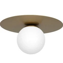 Deckenleuchten|Badezimmer Lampe*Luminex Deckenleuchte Glas Metall Gold Ø35 cm rund E14 blendarm