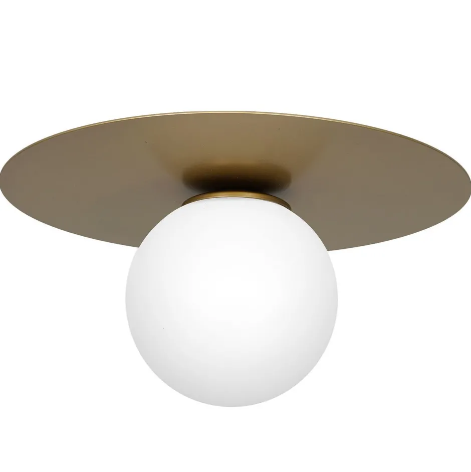 Deckenleuchten|Badezimmer Lampe*Luminex Deckenleuchte Glas Metall Gold Ø35 cm rund E14 blendarm