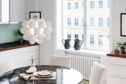 By Rydéns Deckenleuchte Glas Schirme B: 50 cm 8x G9 Modern Weiß Chrom< Hängelampen|Wohnzimmerlampen