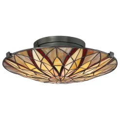 Elstead Deckenleuchte Glas Tiffany Stil Ø42cm rund SANSA< Deckenleuchten|Flurlampen