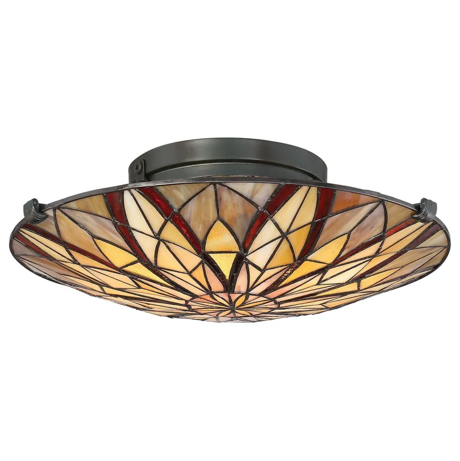 Elstead Deckenleuchte Glas Tiffany Stil Ø42cm rund SANSA< Deckenleuchten|Flurlampen