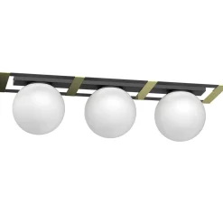 Luminex Deckenleuchte Glaskugeln Schwarz Weiß Gold E27 L:70 cm< Deckenleuchten|Badezimmer Lampe