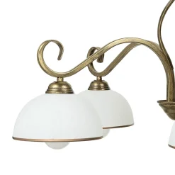 Hängelampen|Esszimmer Lampen*Emibig Deckenleuchte Gold Antik Weiß Glasschirm 5-flammig