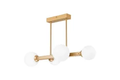 Deckenleuchten|Bürolampen*Lamkur Deckenleuchte Gold Weiß 62 cm lang 4-flammig G9 Glas Metall