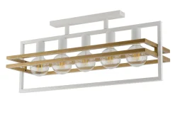 Sigma Deckenleuchte Gold Weiß Metall E27 5-flammig länglich< Deckenleuchten|Moderne Lampen