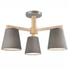 Bürolampen|Lampen Aus Aller Welt*Lamkur Deckenleuchte Grau Holz Stoff Metall Wohnzimmer