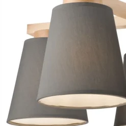 Lamkur Deckenleuchte Grau Textil Holz 5-fmg Skandinavisch< Deckenleuchten|Flurlampen