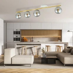 Deckenleuchten|Flurlampen*Emibig Deckenleuchte groß 100 cm lang Rauchglas Metall