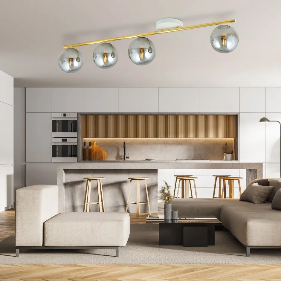 Deckenleuchten|Flurlampen*Emibig Deckenleuchte groß 100 cm lang Rauchglas Metall