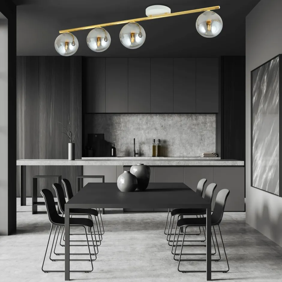 Deckenleuchten|Flurlampen*Emibig Deckenleuchte groß 100 cm lang Rauchglas Metall