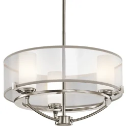 Hängelampen|Wohnzimmerlampen*Elstead Deckenleuchte HIRA Weiß Metall Organza Ø46cm Lampe