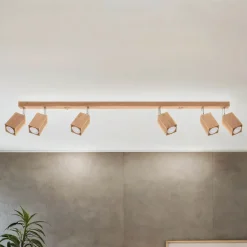 Holzlampen|Moderne Lampen*Sollux Deckenleuchte Holz 120 cm 6-flammig schwenkbar länglich