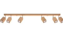 Holzlampen|Moderne Lampen*Sollux Deckenleuchte Holz 120 cm 6-flammig schwenkbar länglich