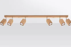 Holzlampen|Moderne Lampen*Sollux Deckenleuchte Holz 120 cm 6-flammig schwenkbar länglich