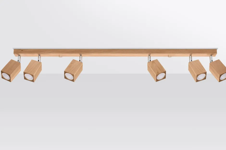 Holzlampen|Moderne Lampen*Sollux Deckenleuchte Holz 120 cm 6-flammig schwenkbar länglich