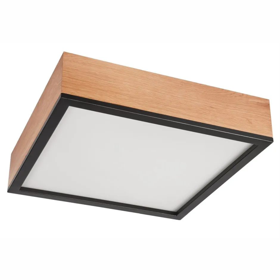 Lamkur Deckenleuchte Holz B: 39 cm klein quadratisch in Eiche 4x E27< Deckenleuchten|Bürolampen