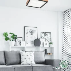 Lamkur Deckenleuchte Holz B: 39 cm klein quadratisch in Eiche 4x E27< Deckenleuchten|Bürolampen