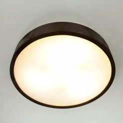 Lamkur Deckenleuchte Holz Braun 3-flmg rund Wohnzimmer< Deckenleuchten|Flurlampen