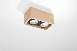 Sollux Deckenleuchte Holz eckig klein für 2x GU10 wohnlich< Holzlampen|Moderne Lampen