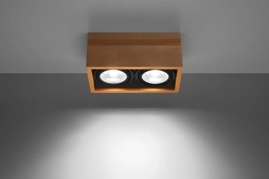 Sollux Deckenleuchte Holz eckig klein für 2x GU10 wohnlich< Holzlampen|Moderne Lampen