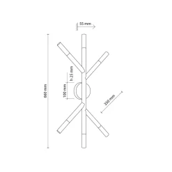 TK Lighting Deckenleuchte Holz Glas 66 cm lang in Kiefer Weiß 6x G9< Deckenleuchten|Flurlampen