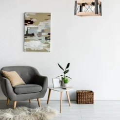 Lamkur Deckenleuchte Holz Metall eckig 2x E27 Rustikal Schwarz Natur< Deckenleuchten|Bürolampen