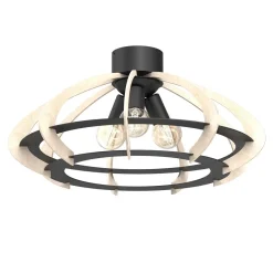 Luminex Deckenleuchte Holz Metall Schwarz Natur hell 3-flammig< Deckenleuchten|Bürolampen