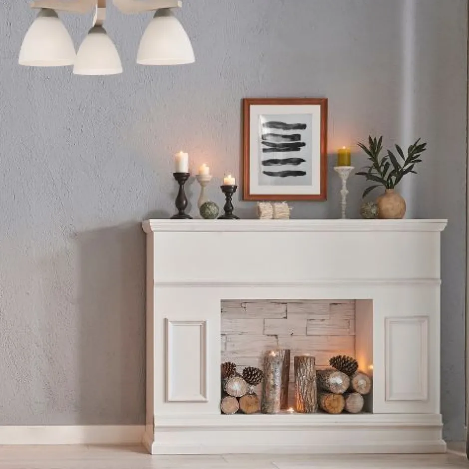 Lamkur Deckenleuchte in Buche Weiß Holz Wohnzimmer< Deckenleuchten|Flurlampen