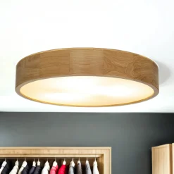 Holzlampen|Moderne Lampen*Lamkur Deckenleuchte in Eiche 3-flammig rund Wohnzimmer