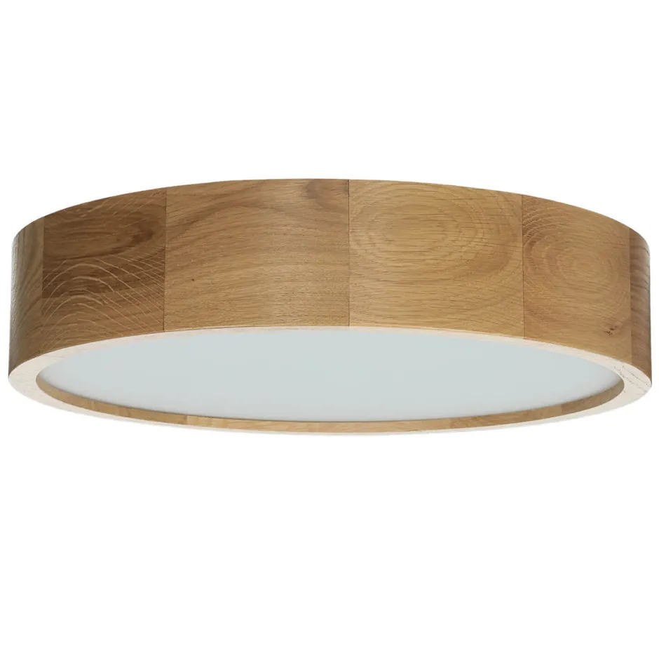 Lamkur Deckenleuchte in Eiche rund Wohnzimmer Holz Lampe< Holzlampen|Moderne Lampen