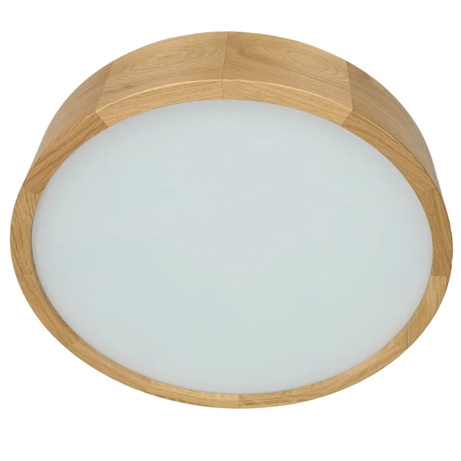 Lamkur Deckenleuchte in Eiche rund Wohnzimmer Holz Lampe< Holzlampen|Moderne Lampen