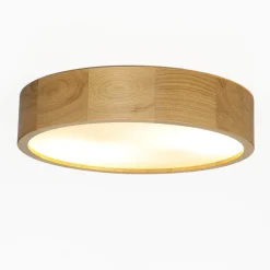 Lamkur Deckenleuchte in Eiche rund Wohnzimmer Holz Lampe< Holzlampen|Moderne Lampen