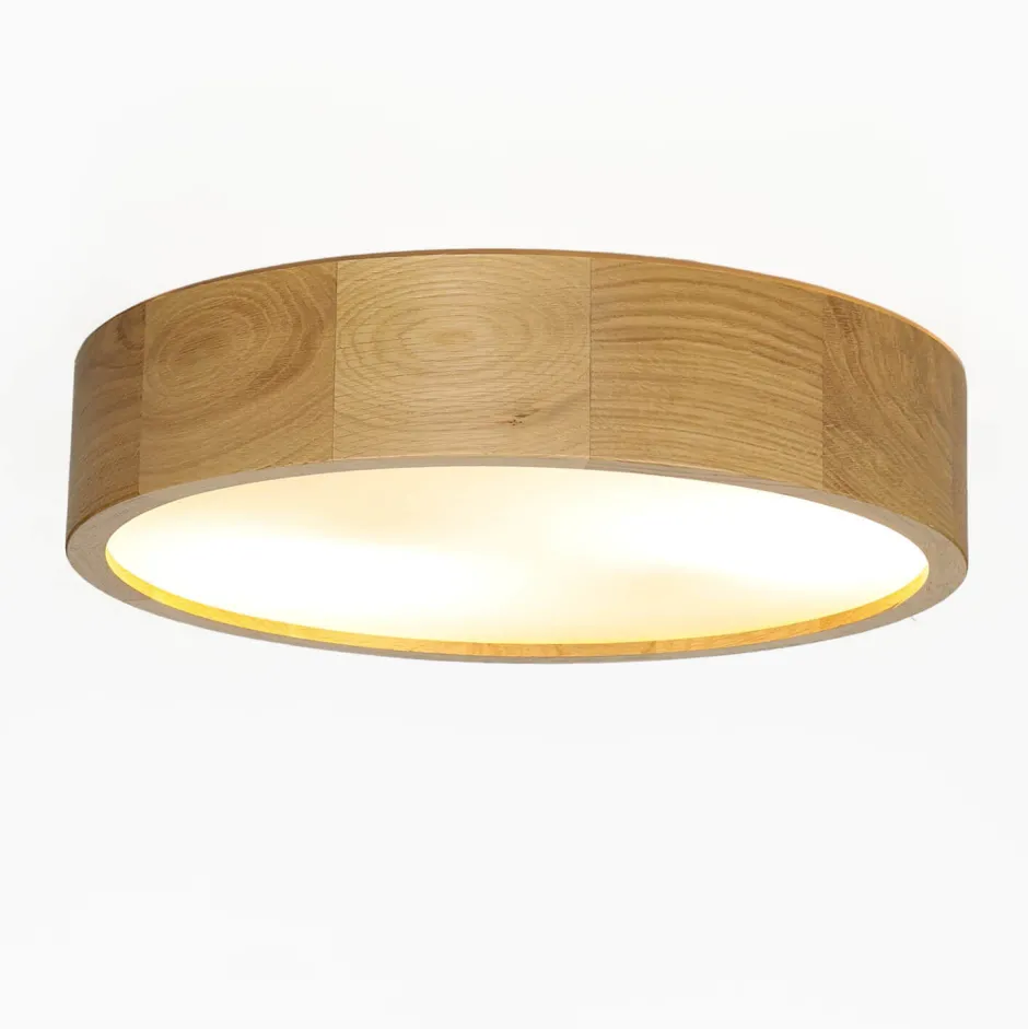 Lamkur Deckenleuchte in Eiche rund Wohnzimmer Holz Lampe< Holzlampen|Moderne Lampen