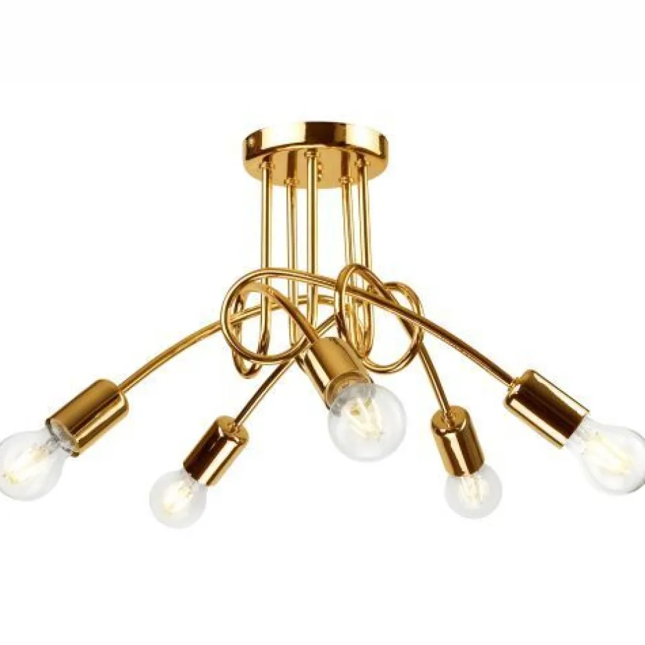 Lamkur Deckenleuchte in Gold Metall 5-flmg Wohnzimmer< Deckenleuchten|Moderne Lampen