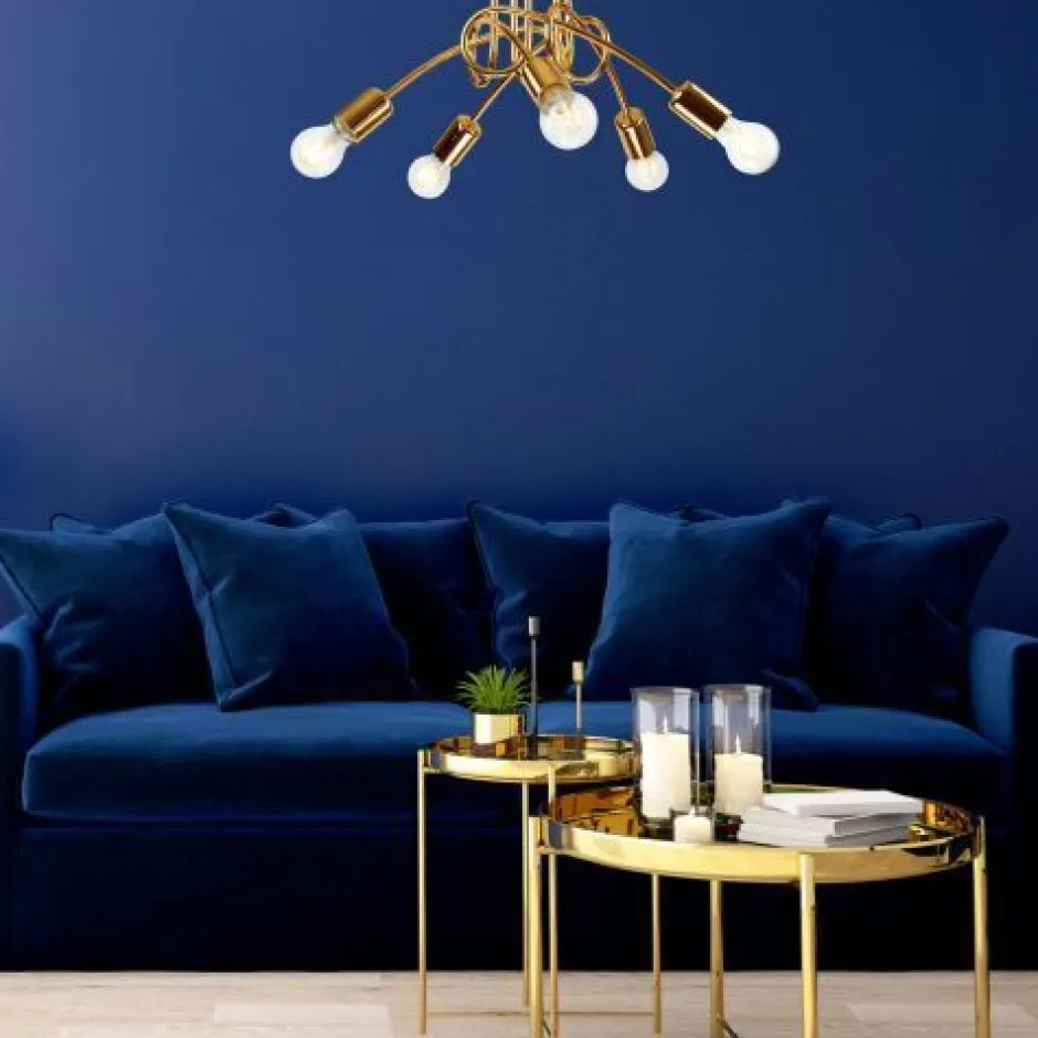Lamkur Deckenleuchte in Gold Metall 5-flmg Wohnzimmer< Deckenleuchten|Moderne Lampen