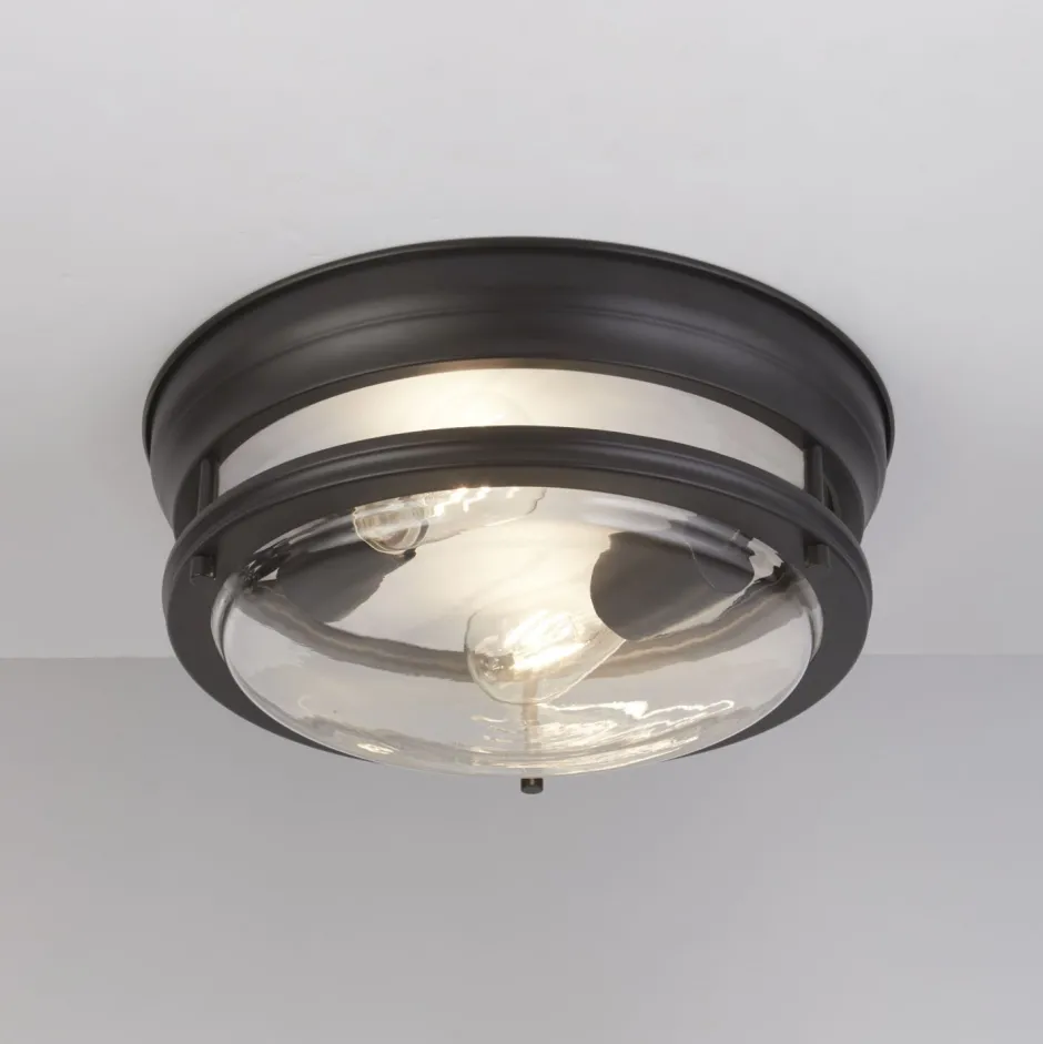 Searchlight Deckenleuchte IP44 E27 Ø 35 cm Schwarz Badezimmer< Deckenleuchten|Badezimmer Lampe