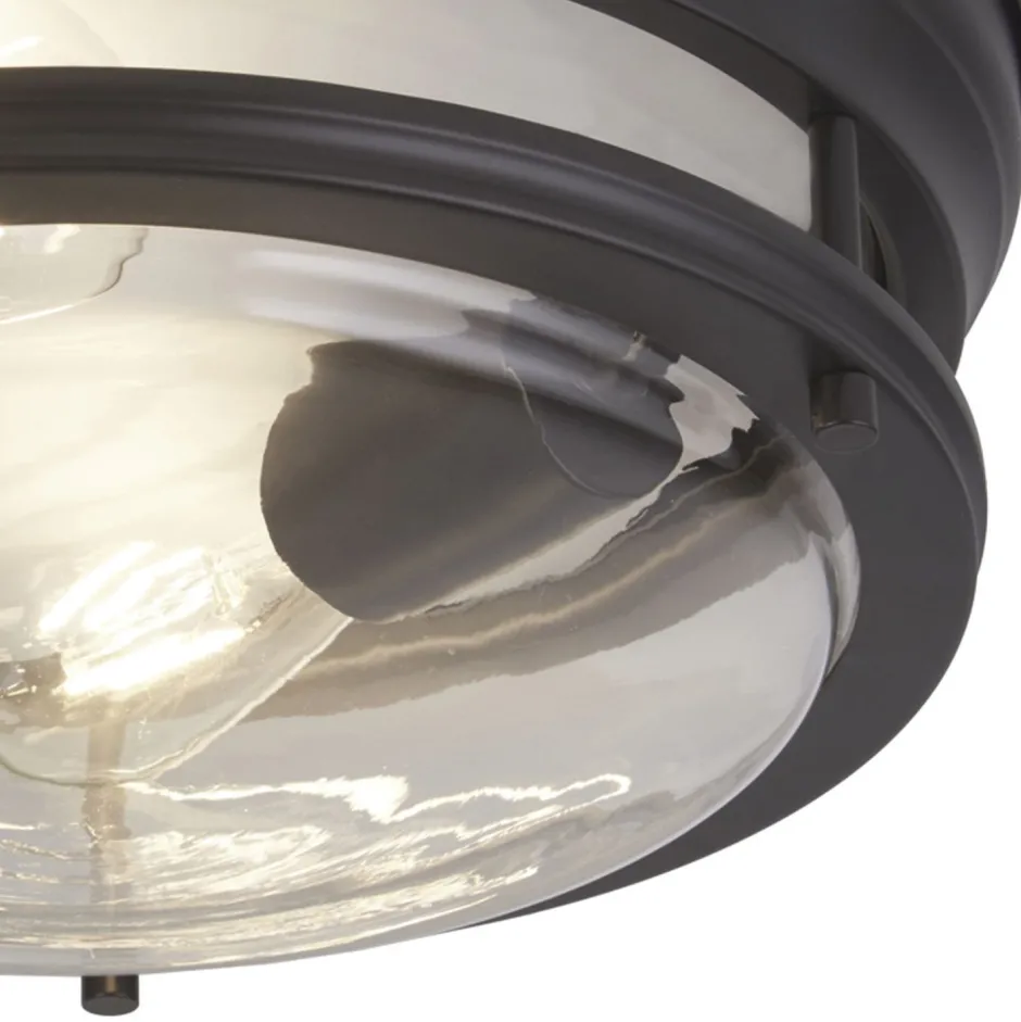 Searchlight Deckenleuchte IP44 E27 Ø 35 cm Schwarz Badezimmer< Deckenleuchten|Badezimmer Lampe