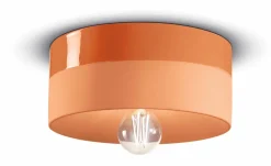 Wohnzimmerlampen|Keramiklampen*Ferroluce Deckenleuchte Keramik D: 25 cm Orange E27 rund ENRICO
