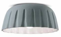 Wohnzimmerlampen|Keramiklampen*Ferroluce Deckenleuchte Keramik E27 D: 40 cm Grau Faltenoptik