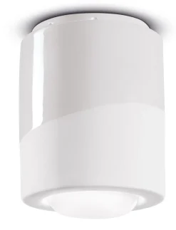 Wohnzimmerlampen|Keramiklampen*Ferroluce Deckenleuchte Keramik E27 D: 12,5 cm rund Aufputz Weiß
