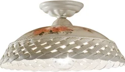 Wohnzimmerlampen|Keramiklampen*Ferroluce Deckenleuchte Keramik E27 rund D: 42 cm Landhaus Stil