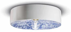 Ferroluce Deckenleuchte Keramik E27 rund D: 40 cm Weiß Blau< Wohnzimmerlampen|Keramiklampen