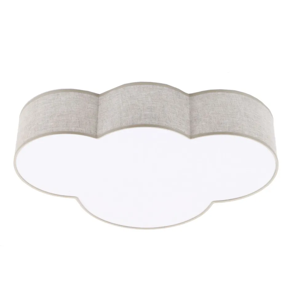 TK Lighting Deckenleuchte Kinderzimmer Leinen 4x E27 Beige Weiß Wolke<Kinder Kinderzimmerlampen|Kinderlampen