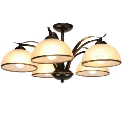 Luminex Deckenleuchte KORFU in Messing Antik 5-flmg< Glaslampen|Rustikale Lampen