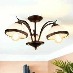 Easylight Deckenleuchte KORFU in Messing Antik 3-flmg< Glaslampen|Rustikale Lampen