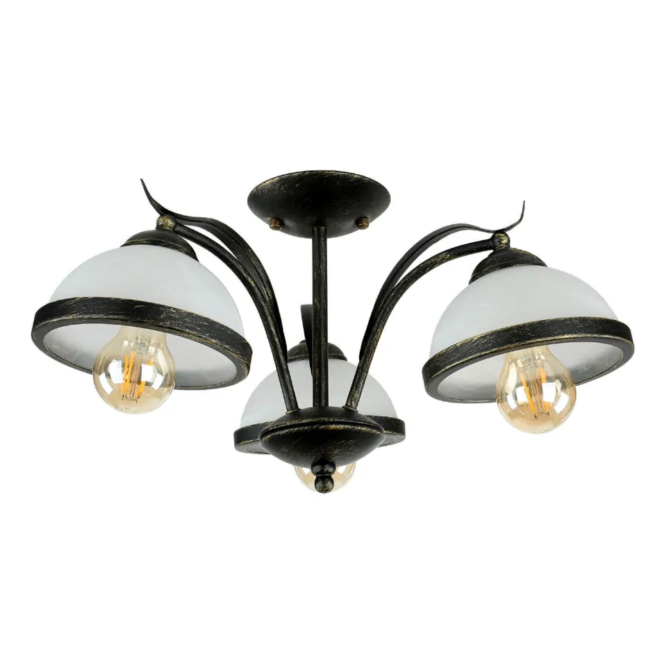 Easylight Deckenleuchte KORFU in Messing Antik 3-flmg< Glaslampen|Rustikale Lampen