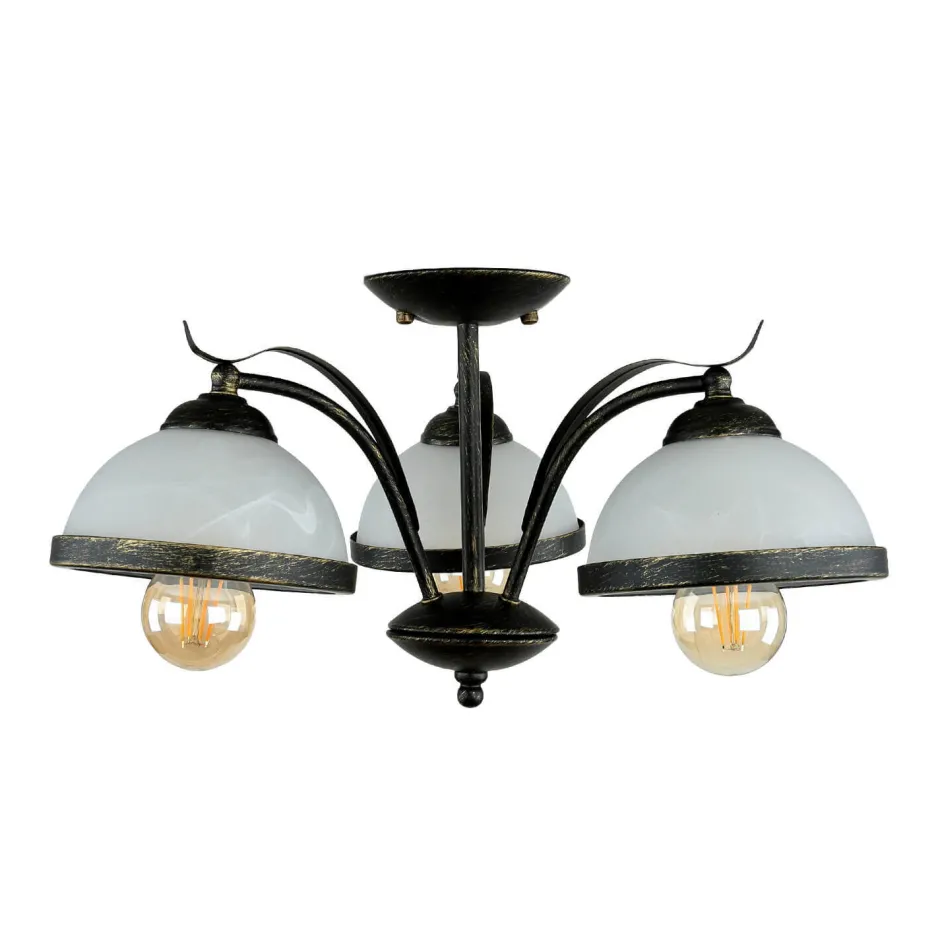 Easylight Deckenleuchte KORFU in Messing Antik 3-flmg< Glaslampen|Rustikale Lampen